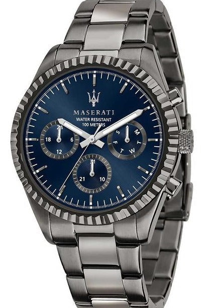 Maserati Competizione Blue Dial Grey Steel Strap Watch For Men - R8853100019 Authentic Buy Shop Now