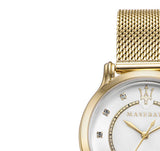 Maserati Epoca Mother of Pearl Dial Yellow Gold Mesh Strap Watch For Women - R8853118502 Authentic Buy Shop Now