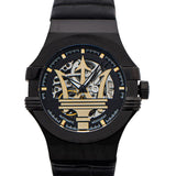 Maserati Potenza Skeleton Limited Edition Black Dial Black Leather Strap Watch For Men - R8821108027 Authentic Buy Shop Now