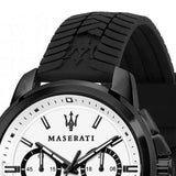 Maserati Successo 44mm White Dial Black Silicone Strap Watch For Men - R8871621010 Authentic Buy Shop Now