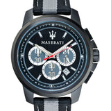 Maserati Royale 44mm Black Dial Stainless Steel Fiber Strap Watch For Men - R8871637002 Authentic Buy Shop Now