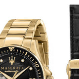 Maserati SFIDA Black Dial Yellow Gold Toned Stainless Steel Watch For Men - R8823140003 Authentic Buy Shop Now