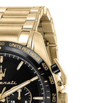 Maserati Traguardo Chronograph Black Dial Gold Steel Strap Watch For Men - R8873612041 Authentic Buy Shop Now
