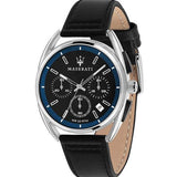Maserati Trimarano Chronograph Black Dial Black Leather Strap Watch For Men - R8871632001 Authentic Buy Shop Now
