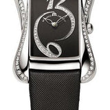 Maurice Lacroix Fiaba Black Dial with Diamonds Black Leather Strap Watch for Women - DV5012-SD531-350 Authentic Buy Shop Now