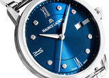 Maurice Lacroix Eliros Diamonds Blue Dial Silver Steel Strap Watch For Women - EL1094-SS002-450-1 Authentic Buy Shop Now