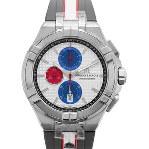 Maurice Lacroix Aikon Chronograph Special Edition Mahindra Racing Silver Dial Grey Rubber Strap Watch for Men - AI1018-TT031-130-2 Authentic Buy Shop Now