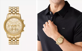 Michael Kors Hutton Chronograph Gold Dial Gold Steel Strap Watch For Men - MK8953 Authentic Buy Shop Now