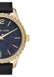 Michael Kors Layton Three Hand Mother of Pearl Black Dial Black Leather Strap Watch For Women - MK2911 Authentic Buy Shop Now