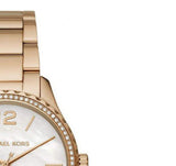 Michael Kors Layton Three Hand Mother of Pearl White Dial Gold Steel Strap Watch For Women - MK6870 Authentic Buy Shop Now