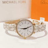 Michael Kors Pyper Quartz Silver Dial White Leather Strap Watch For Women - MK1037 Authentic Buy Shop Now