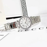 Michael Kors Parker Three Hand Mother of Pearl White Dial Silver Steel Strap Watch For Women - MK4694 Authentic Buy Shop Now