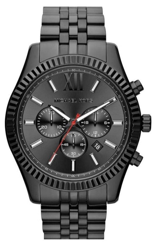 Michael Kors Lexington Chronograph Black Dial Black Steel Strap Watch for Men - MK8320 Authentic Buy Shop Now