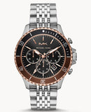 Michael Kors Bayville Chronograph Black Dial Silver Steel Strap Watch For Men - MK8725 Authentic Buy Shop Now