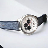 Michael Kors Brecken Chronograph Silver Dial Grey Leather Strap Watch For Men - MK8922 Authentic Buy Shop Now