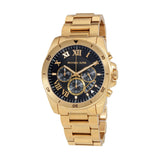 Michael Kors Brecken Chronograph Quartz Black Dial Gold Steel Strap Watch For Men - MK8481 Authentic Buy Shop Now