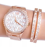 Michael Kors Layton Three Hand Silver Dial Rose Gold Steel Strap Watch For Women - MK7297 Authentic Buy Shop Now
