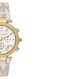 Michael Kors Parker Chronograph White Dial White Leather Strap Watch For Women - MK6916 Authentic Buy Shop Now
