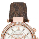 Michael Kors Parker Chronograph White Dial Brown Leather Strap Watch For Women - MK6917 Authentic Buy Shop Now