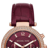 Michael Kors Parker Chronograph Red Dial Red Leather Strap Watch For Women - MK6986 Authentic Buy Shop Now