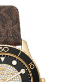 Michael Kors Runway Quartz Black Dial Brown Leather Strap Watch For Women - MK6979 Authentic Buy Shop Now