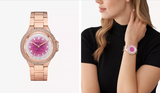 Michael Kors Camille Analog Pink Dial Rose Gold Steel Strap Watch for Women - MK7340 Authentic Buy Shop Now