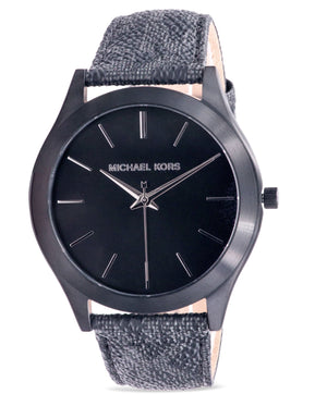 Michael Kors Slim Runway Black Dial Black Leather Strap Watch For Men - MK8908 Authentic Buy Shop Now