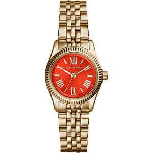 Michael Kors Lexington Quartz Orange Dial Gold Steel Strap Watch For Women - MK3284 Authentic Buy Shop Now