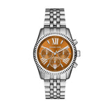 Michael Kors Lexington Chronograph Brown Dial Silver Steel Strap Watch For Women - MK6221 Authentic Buy Shop Now