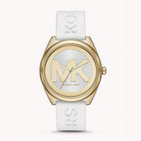 Michael Kors Janelle Three Hand Silver Dial White Rubber Strap Watch For Women - MK7141 Authentic Buy Shop Now