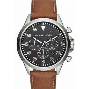 Michael Kors Gage Chronograph Quartz Black Dial Brown Leather Strap Watch For Men - MK8333 Authentic Buy Shop Now