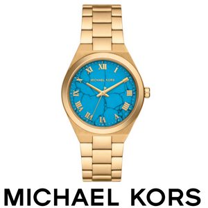 Michael Kors Lennox Analog Blue Dial Gold Steel Strap Watch for Women - MK7460 Authentic Buy Shop Now
