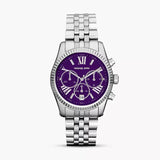 Michael Kors Lexington Chronograph Purple Dial Silver Steel Strap Watch For Women - MK6223 Authentic Buy Shop Now