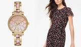 Michael Kors Sofie Crystals Mother of Pearl Pink Dial Two Tone Steel Strap Watch For Women - MK4344 Authentic Buy Shop Now