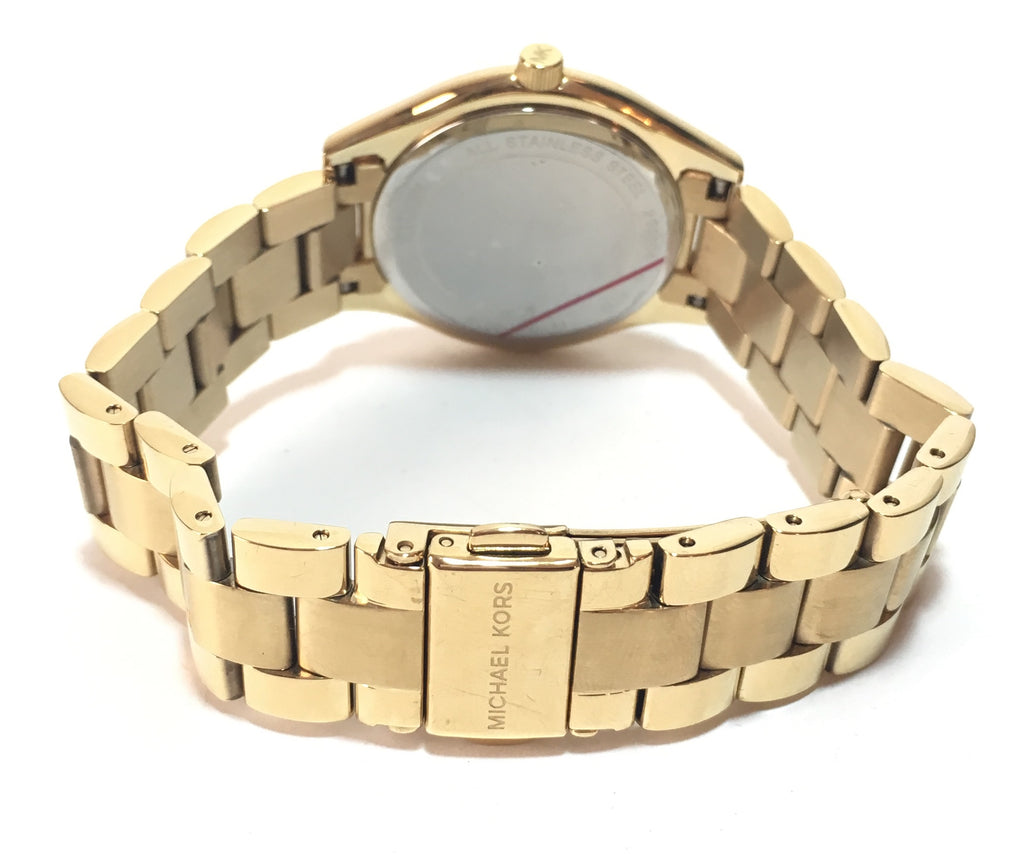 Michael Kors Mini Runway Slim Gold Dial Gold Steel Strap Watch for Women - MK3512 Authentic Buy Shop Now