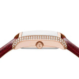 Michael Kors Emery Quartz Diamonds Silver Dial Red Leather Strap Watch For Women - MK4689 Authentic Buy Shop Now