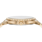 Michael Kors Layton Three Hand Mother of Pearl White Dial Gold Steel Strap Watch For Women - MK6870 Authentic Buy Shop Now