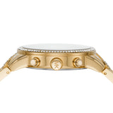 Michael Kors Ritz Three-Hand Glitz Crystals Gold Dial Gold Steel Strap Watch for Women - MK6747 Authentic Buy Shop Now