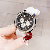 Michael Kors Sidney Multifunction Black Dial White Silicone Strap Watch For Women - MK6947 Authentic Buy Shop Now