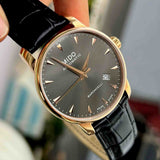 Mido Baroncelli III Automatic Grey Dial Black Leather Strap Watch For Men - M8600.3.13.4 Authentic Buy Shop Now