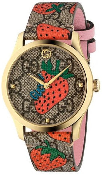 Gucci G Timeless Brown Dial Brown Leather Strap Watch For Women - YA1264133 Authentic Buy Shop Now