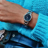 Daniel Wellington Iconic Link Black Dial Silver Steel Strap Watch For Women - DW00100208 Authentic Buy Shop Now