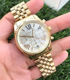 Michael Kors Lexington Chronograph Gold Dial Gold Steel Strap Watch for Women - MK5556 Authentic Buy Shop Now
