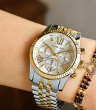 Michael Kors Lexington Silver Dial Two Tone Steel Strap Watch for Women - MK5955 Authentic Buy Shop Now