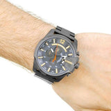 Diesel Mega Chief Chronograph Grey Dial Grey Steel Strap Watch For Men - DZ4421 Authentic Buy Shop Now