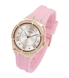 Guess Cosmo Diamonds Silver Dial Pink Silicone Strap Watch for Women - GW0034L3 Authentic Buy Shop Now