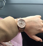 Michael Kors Ritz Chronograph Rose Gold Dial Rose Gold Steel Strap Watch for Women - MK6077 Authentic Buy Shop Now