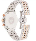 Emporio Armani Zeta Chronograph Quartz White Dial Two Tone Steel Strap Watch For Men - AR1998 Authentic Buy Shop Now