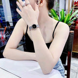Movado Veturi Quartz Black Dial Silver Steel Strap Watch for Women - 0606338 Authentic Buy Shop Now