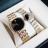 Movado Veturi Quartz Black Dial Two Tone Steel Strap Watch for Women - 0606933 Authentic Buy Shop Now
